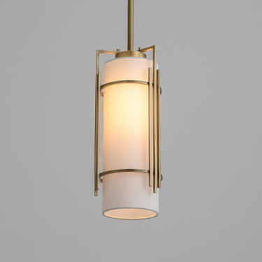 Warm Brass Pendant Light with White Shade